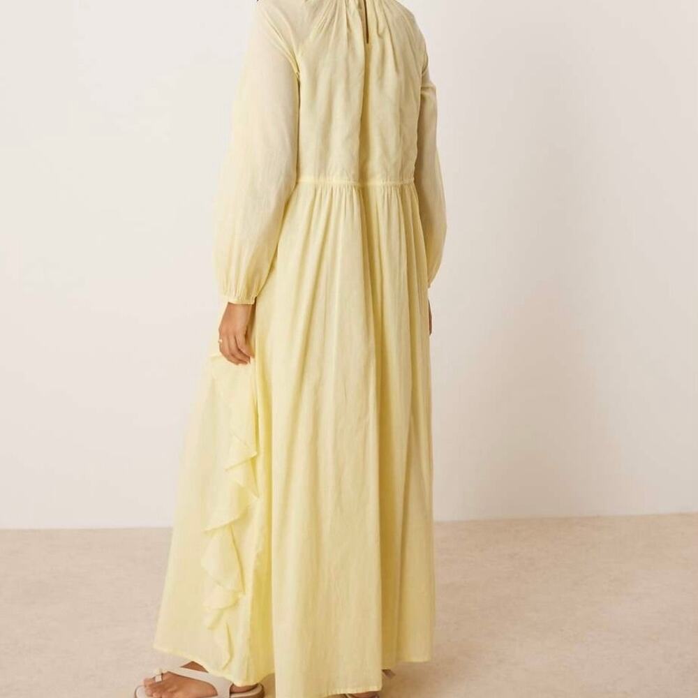 ASOS Designs Lemon Ruffle Ruched Maxi Dress NWT - 12 - Picture 6 of 7